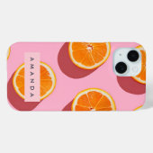 Monogram gepersonaliseerd Oranje plakpatroon Case-Mate iPhone Case (Achterkant (horizontaal))