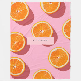 Monogram gepersonaliseerd Oranje plakpatroon Fleece Deken