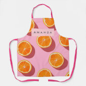 Monogram gepersonaliseerd Oranje plakpatroon Schort (Voorkant)