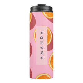Monogram gepersonaliseerd Oranje plakpatroon Thermosbeker