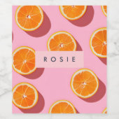 Monogram gepersonaliseerd Oranje plakpatroon Wijn Etiket (Enkel label)