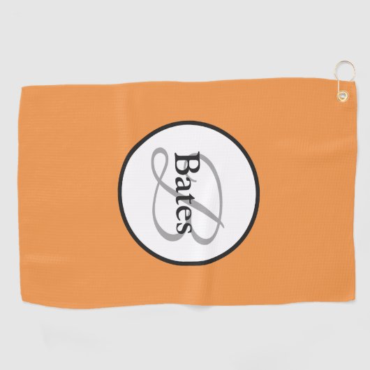 Monogram Gepersonaliseerd Oranje Witte Golfhanddoe Golfhanddoek (Horizontaal)