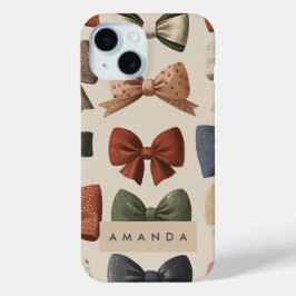 Monogram Gepersonaliseerd Retro  Boogpatroon iPhone 15 Case