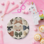 Monogram Gepersonaliseerd Retro  Boogpatroon Papieren Bordje (Feest)