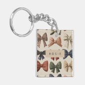 Monogram Gepersonaliseerd Retro Boogpatroon Sleutelhanger (Voorkant Links)