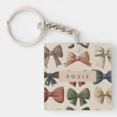 Monogram Gepersonaliseerd Retro  Boogpatroon Sleutelhanger (Voorkant)