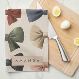 Monogram Gepersonaliseerd Retro  Boogpatroon Theedoek