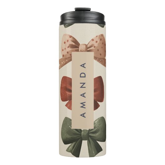 Monogram Gepersonaliseerd Retro  Boogpatroon Thermosbeker (Voorkant)