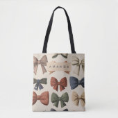Monogram Gepersonaliseerd Retro  Boogpatroon Tote Bag (Voorkant)