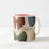 Monogram Gepersonaliseerd Retro Boogpatroon Tweekleurige Koffiemok (Voorkant rechts)