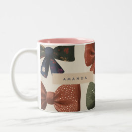 Monogram Gepersonaliseerd Retro  Boogpatroon Tweekleurige Koffiemok