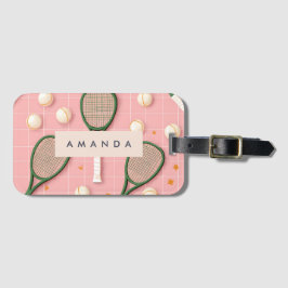 Monogram Gepersonaliseerd Retro Tennis Racket Patr Bagagelabel