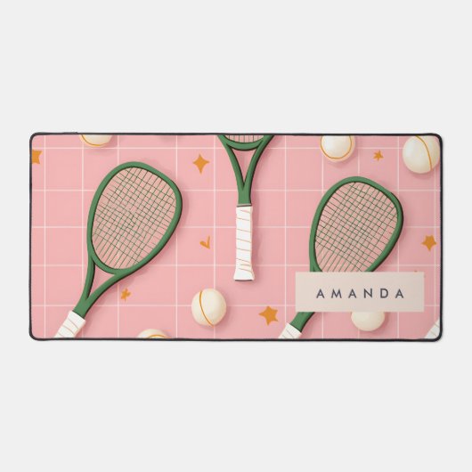 Monogram Gepersonaliseerd Retro Tennis Racket Patr Bureaumat (Voorkant)