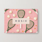 Monogram Gepersonaliseerd Retro Tennis Racket Patr Button (Voorkant)