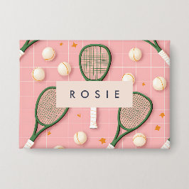 Monogram Gepersonaliseerd Retro Tennis Racket Patr Button