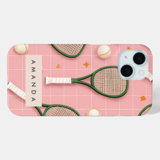 Monogram Gepersonaliseerd Retro Tennis Racket Patr Case-Mate iPhone Case (Achterkant (horizontaal))