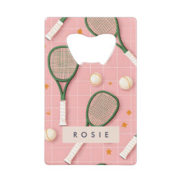 Monogram Gepersonaliseerd Retro Tennis Racket Patr Creditkaart Flessenopener