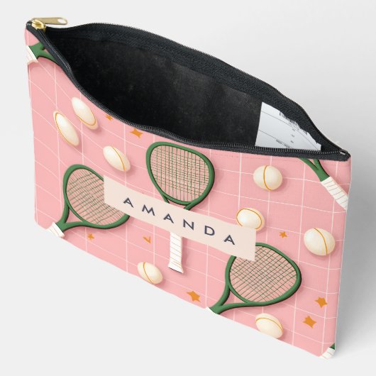 Monogram Gepersonaliseerd Retro Tennis Racket Patr Etui (Open)