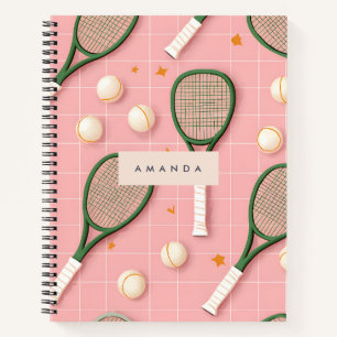 Monogram Gepersonaliseerd Retro Tennis Racket Patr Notitieboek