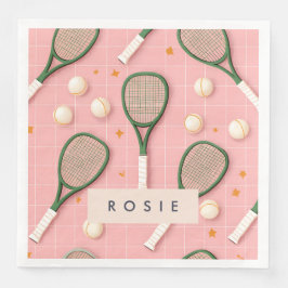 Monogram Gepersonaliseerd Retro Tennis Racket Patr Servet