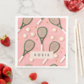 Monogram Gepersonaliseerd Retro Tennis Racket Patr Servet (Insitu)