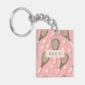 Monogram Gepersonaliseerd Retro Tennis Racket Patr Sleutelhanger (Voorkant Links)