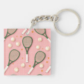 Monogram Gepersonaliseerd Retro Tennis Racket Patr Sleutelhanger (Achterkant)