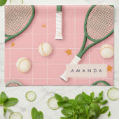 Monogram Gepersonaliseerd Retro Tennis Racket Patr Theedoek (Gevouwen)