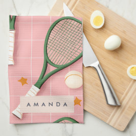 Monogram Gepersonaliseerd Retro Tennis Racket Patr Theedoek