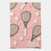 Monogram Gepersonaliseerd Retro Tennis Racket Patr Theedoek (Verticaal)