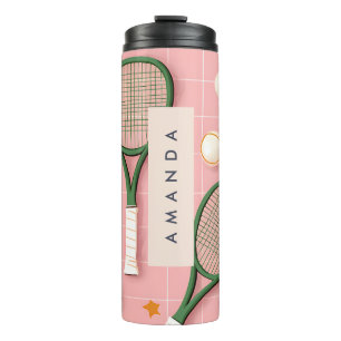 Monogram Gepersonaliseerd Retro Tennis Racket Patr Thermosbeker