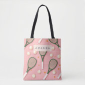 Monogram Gepersonaliseerd Retro Tennis Racket Patr Tote Bag (Voorkant)