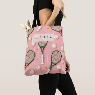 Monogram Gepersonaliseerd Retro Tennis Racket Patr Tote Bag