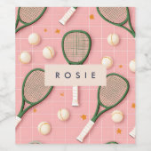 Monogram Gepersonaliseerd Retro Tennis Racket Patr Wijn Etiket (Enkel label)