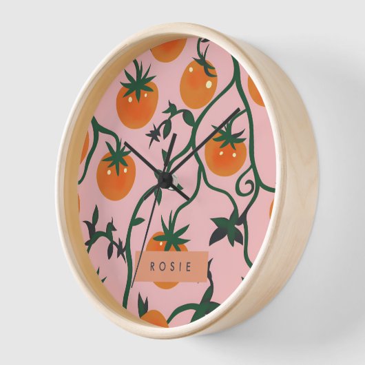 Monogram gepersonaliseerd retro tomaat wijnpatroon (Hoek)