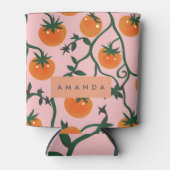 Monogram gepersonaliseerd retro tomaat wijnpatroon blikjeskoeler (Voorkant)