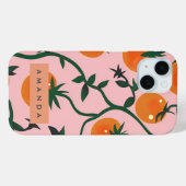 Monogram gepersonaliseerd retro tomaat wijnpatroon Case-Mate iPhone case (Achterkant (horizontaal))