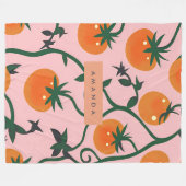 Monogram gepersonaliseerd retro tomaat wijnpatroon fleece deken (Voorkant (Horizontaal))