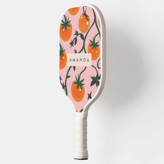 Monogram gepersonaliseerd retro tomaat wijnpatroon pickleball paddle (Links)