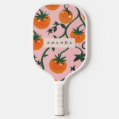 Monogram gepersonaliseerd retro tomaat wijnpatroon pickleball paddle (Voorkant)