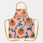 Monogram gepersonaliseerd retro tomaat wijnpatroon schort (Voorkant)