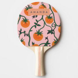 Monogram gepersonaliseerd retro tomaat wijnpatroon tafeltennisbatje