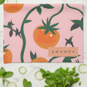 Monogram gepersonaliseerd retro tomaat wijnpatroon theedoek (Gevouwen)