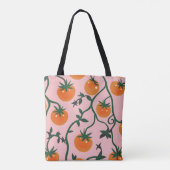 Monogram gepersonaliseerd retro tomaat wijnpatroon tote bag (Achterkant)