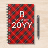 Monogram Gepersonaliseerd rood tartaan geruite pat Planner