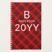 Monogram Gepersonaliseerd rood tartaan geruite pat Planner (Voorkant)