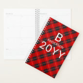 Monogram Gepersonaliseerd rood tartaan geruite pat Planner (Display)