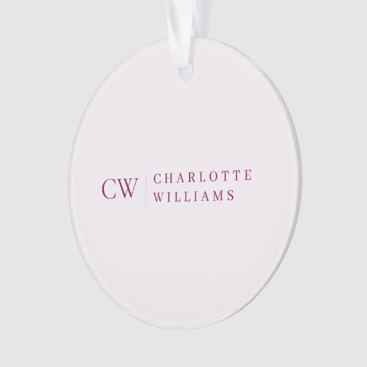 Monogram gepersonaliseerd roze acryl Ornament (voorkant)