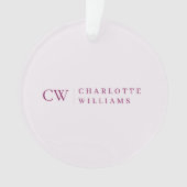 Monogram gepersonaliseerd roze acryl Ornament (voorkant)