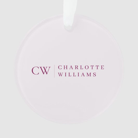 Monogram gepersonaliseerd roze acryl Ornament (voorkant)